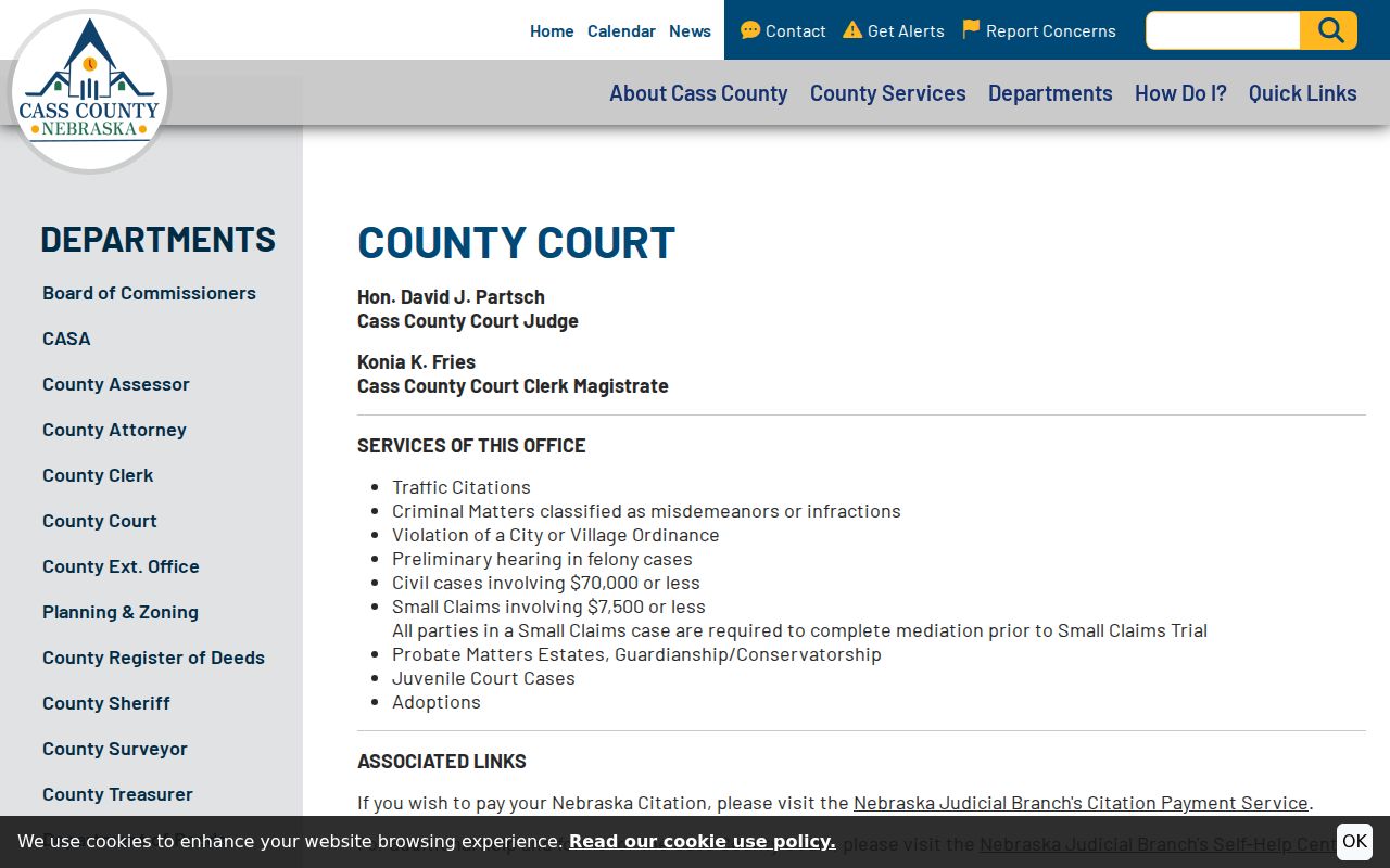 Official Cass County Court jurisdiction and contact page
