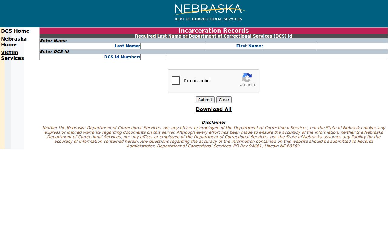 NDCS prison search for Cass County criminal records