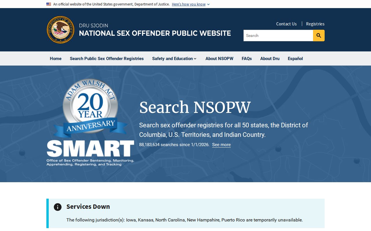 Cass County sex offender search through the national NSOPW portal